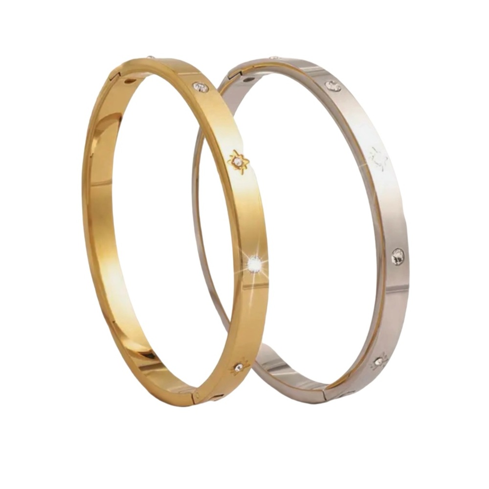 Starlight Cz Stainless Steel Bangle